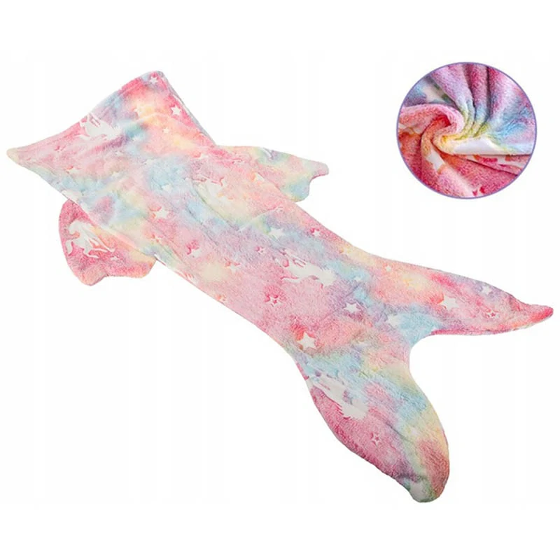 Dievčenský svietiaci teplý vak s chvostom dúhový PBY