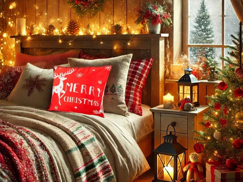 Vianočná obliečka vankúš 45x45cm Sob červená