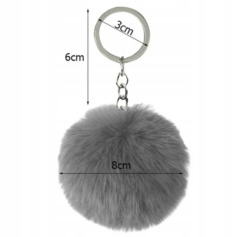Prívesok na kľúče s kožušinkou sivý