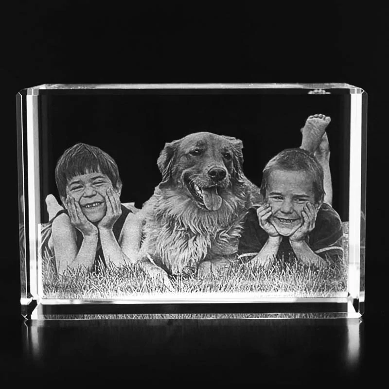 Sklenená kryštálová plaketa s gravírovaním vlastnej fotografie 6x8cm