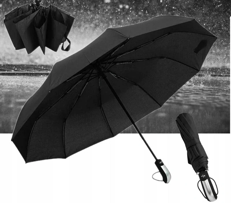 Čierny skladací dáždnik s puzdrom