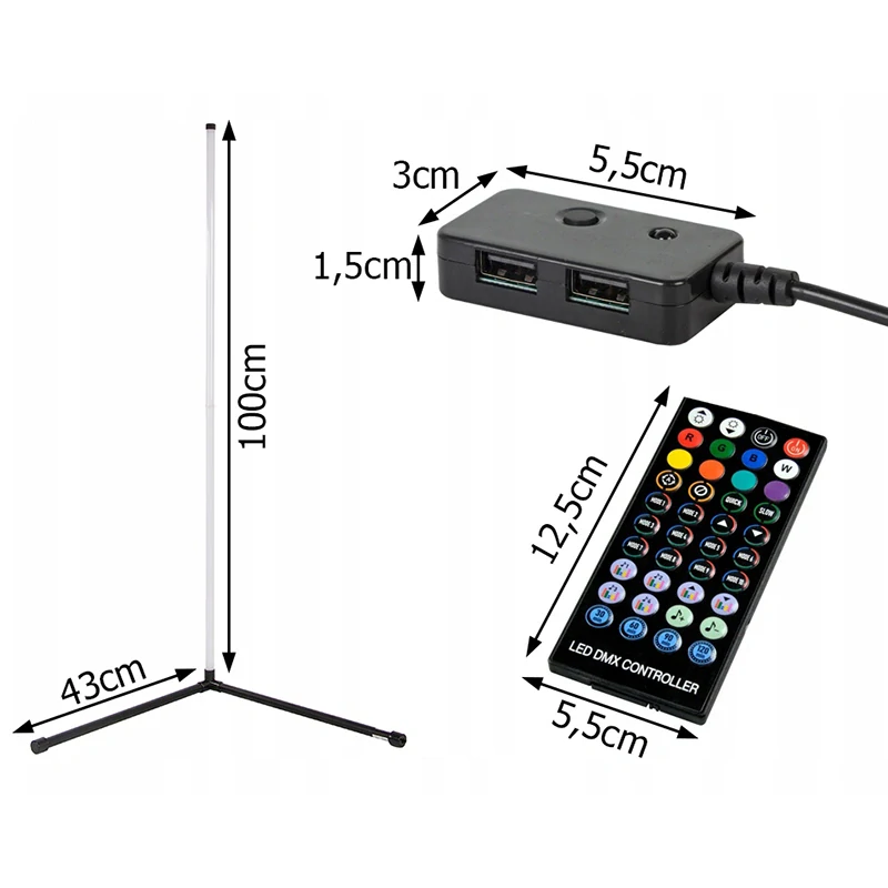 Izbová rohová RGB LED lampa 1m