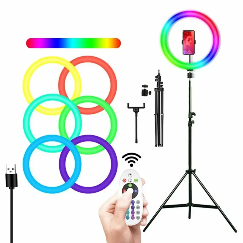 Prstencová RGB lampa so statívom 120W