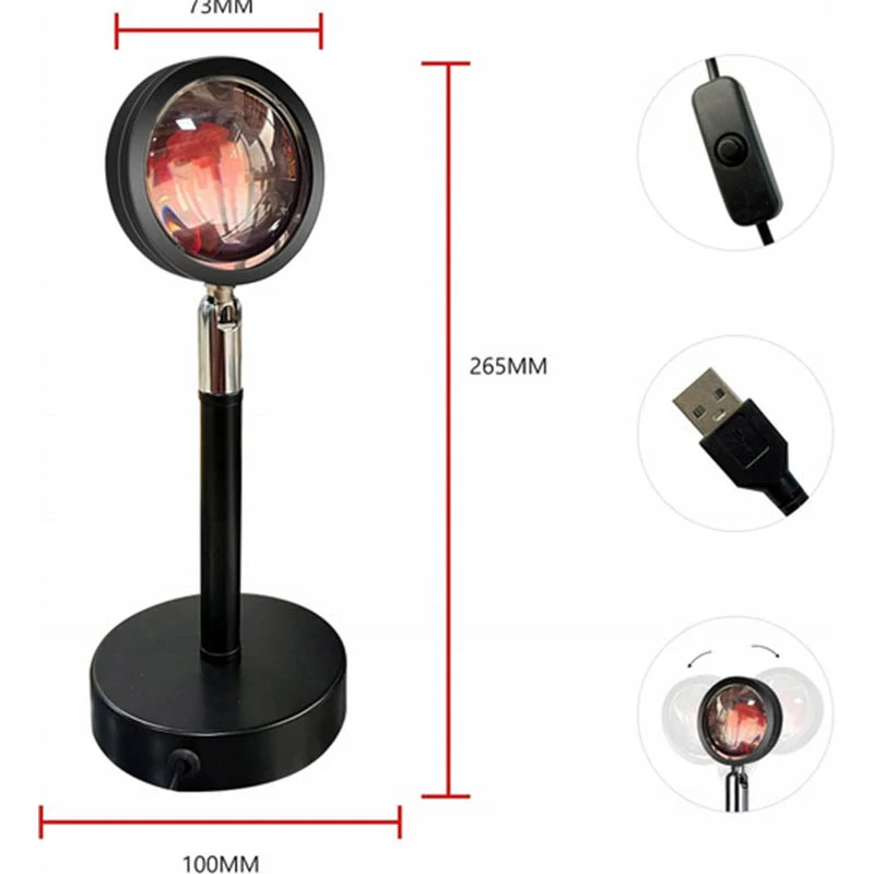 Lampa s projektorom západu slnka s diaľkovým ovládaním