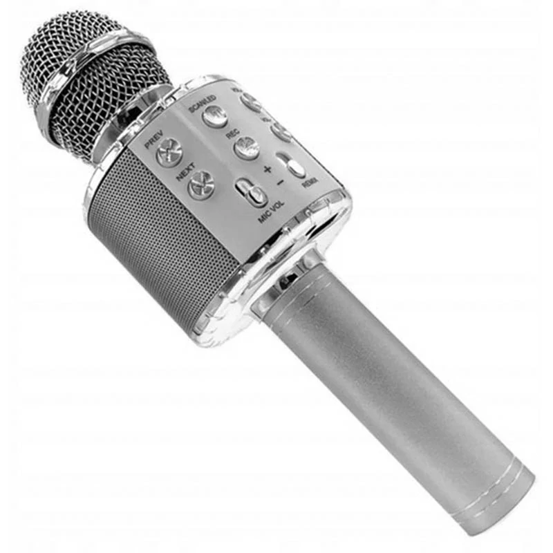 Karaoke mikrofón s puzdrom strieborný