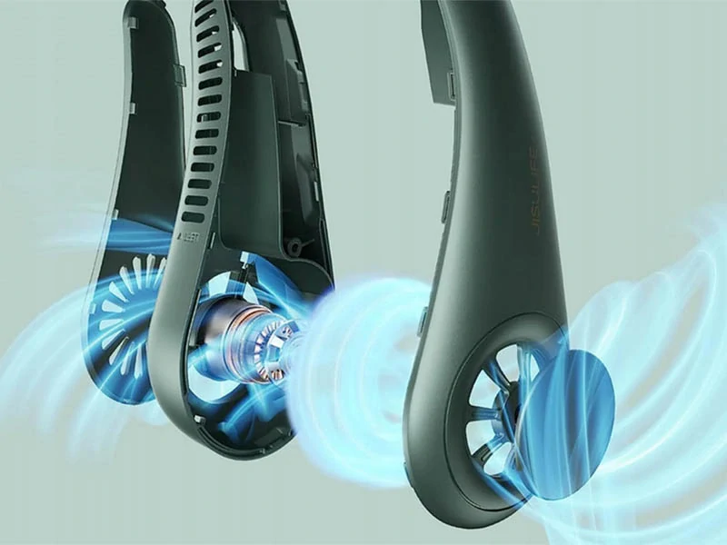 Prenosný ventilátor na krk zelený