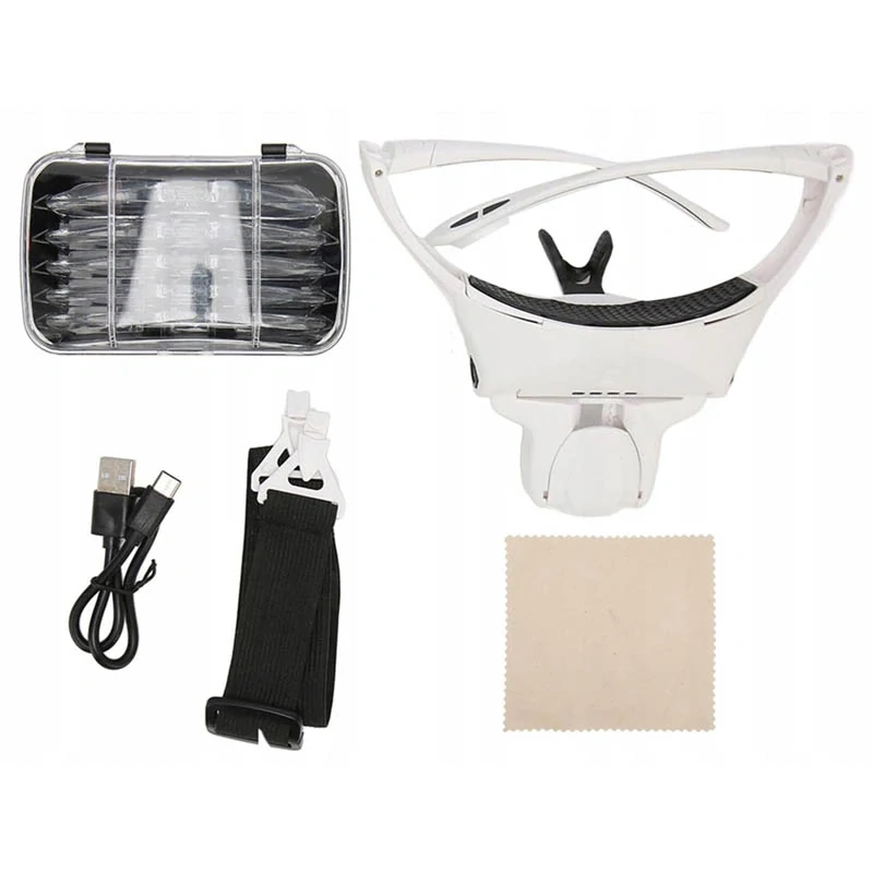 Náhlavná lupa s LED osvetlením a výmennými šošovkami 3,5x