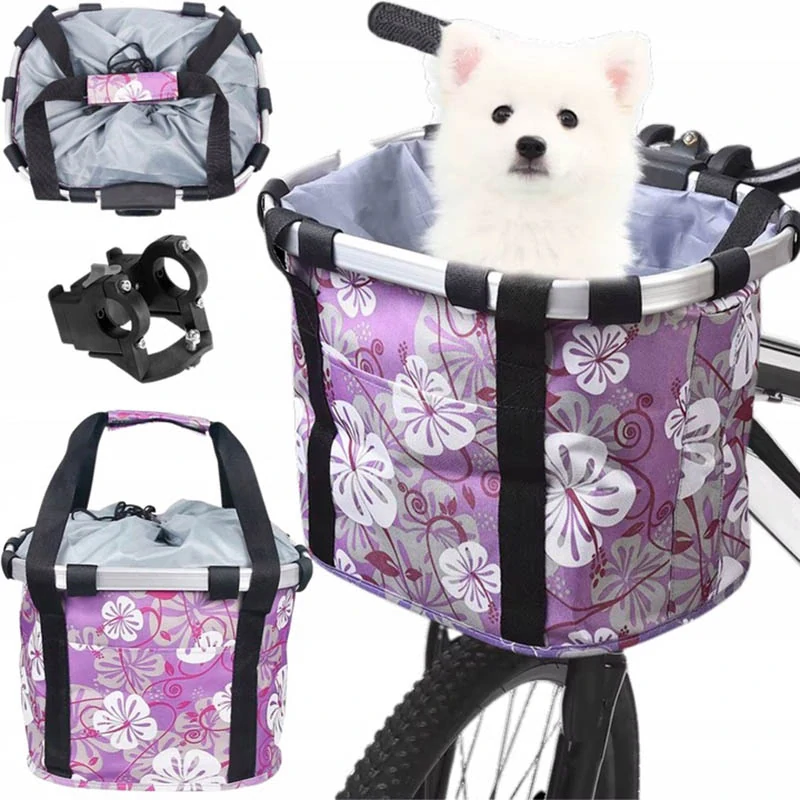 Predný kôš na bicykel kvietkovaný