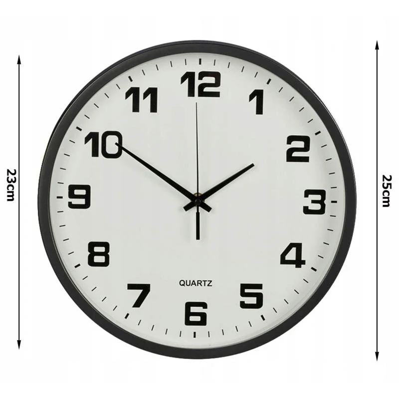Nástenné hodiny s tichým chodom 25cm čierne