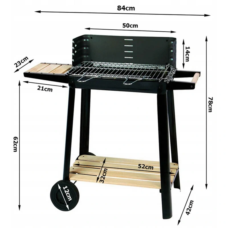 Záhradný gril DS-07 na drevené uhlie s kolieskami