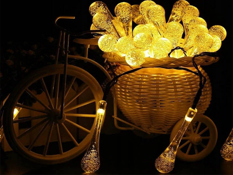 Záhradná solárna girlanda 20 LED kvapky