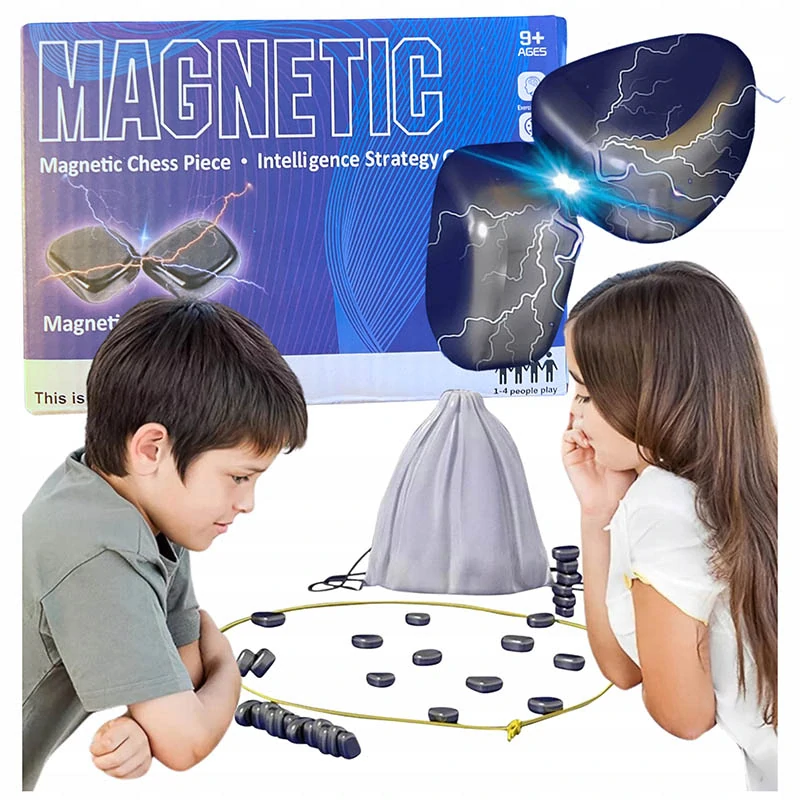 Magnetická strategická hra s kameňmi a šnúrkou