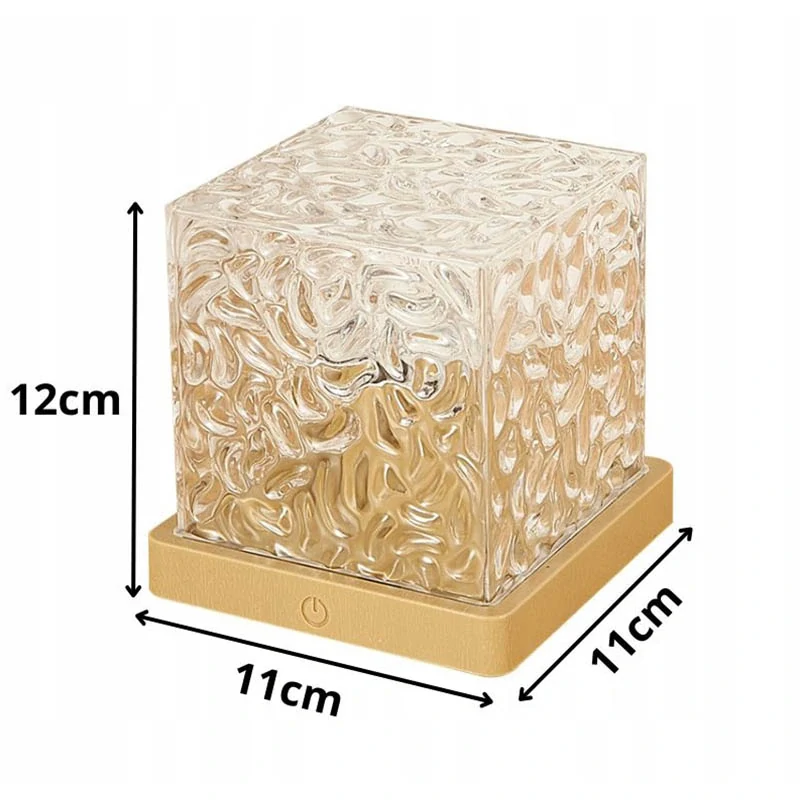 Krištáľová RGB lampička v tvare kocky s diaľkovým ovládaním
