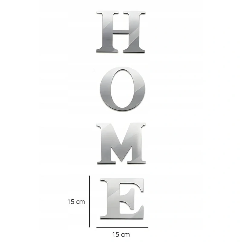 Zrkadlová nálepka HOME – dekoratívny nápis na stenu so srdiečkami