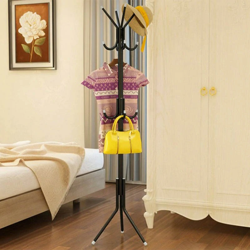 Stojanový vešiak na oblečenie – kovový čierny 174 cm