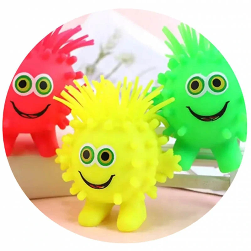 Svietiaca antistresová loptička Puffer Ball – príšerka, gumová hračka s pumpičkou