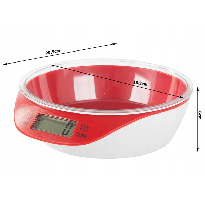 Elektronická kuchynská váha 5 kg červená