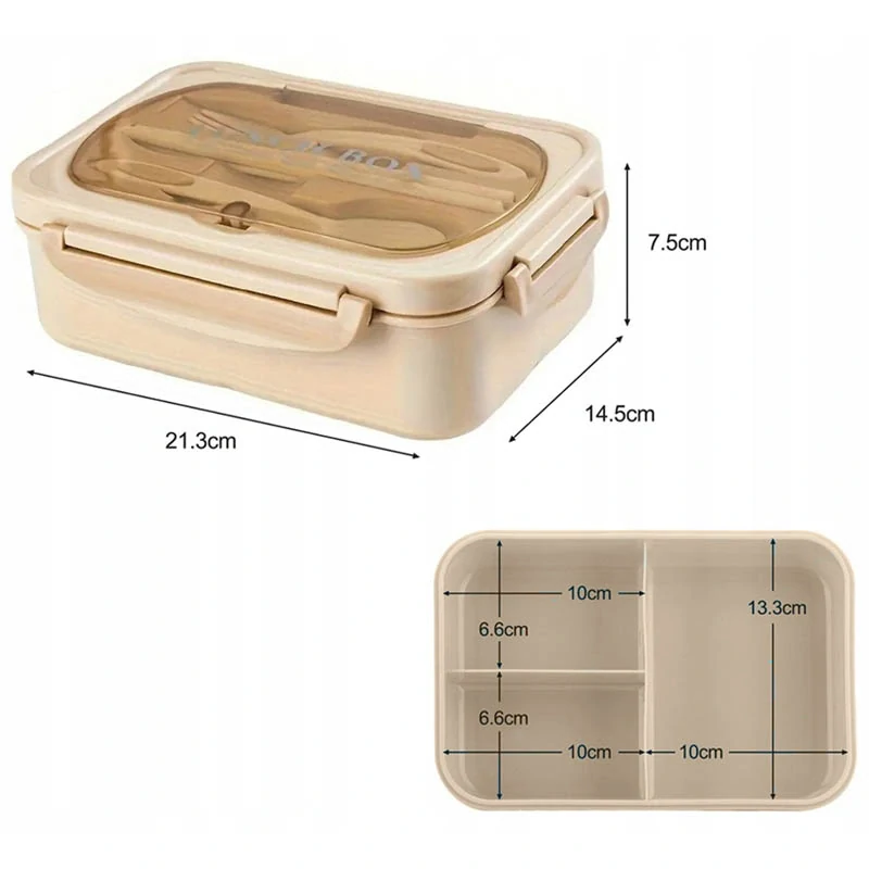 Desiatový box s priehradkami a príborom hnedý