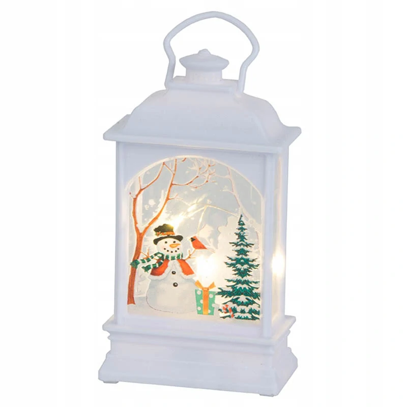 Vianočný LED lampáš so snehuliakom