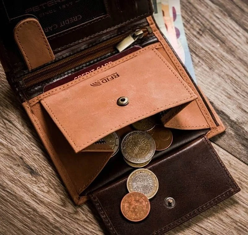 Veľká dvojfarebná pánska peňaženka z prírodnej kože Peterson N4-SHS-4131