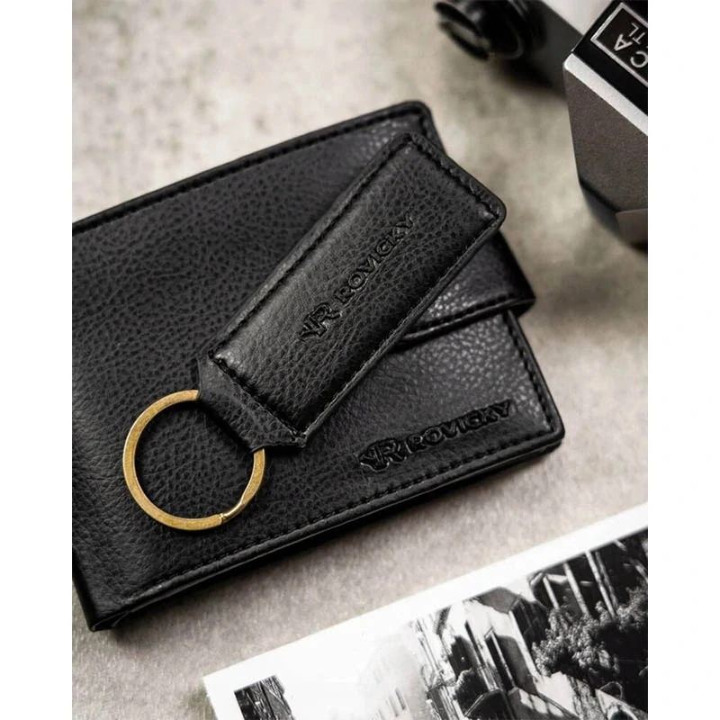 Rovicky - Darčeková sada pánska peňaženka a kľúčenka – čierna