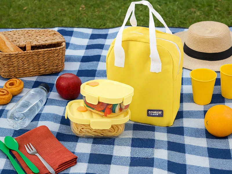 Žiaruvzdorné sklenené nádoby na jedlo 2 ks + termo taška