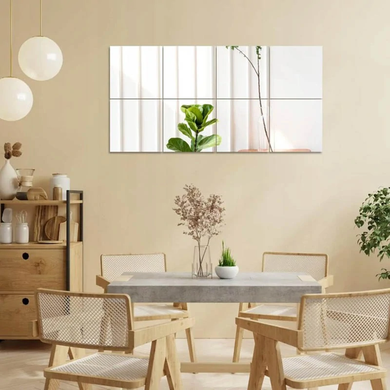 Samolepiace zrkadlové nálepky – štvorce 15 × 15 cm (16 ks)