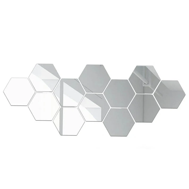 Samolepiace zrkadlové nálepky – šesťuholníky 12 × 11 cm (12 ks)