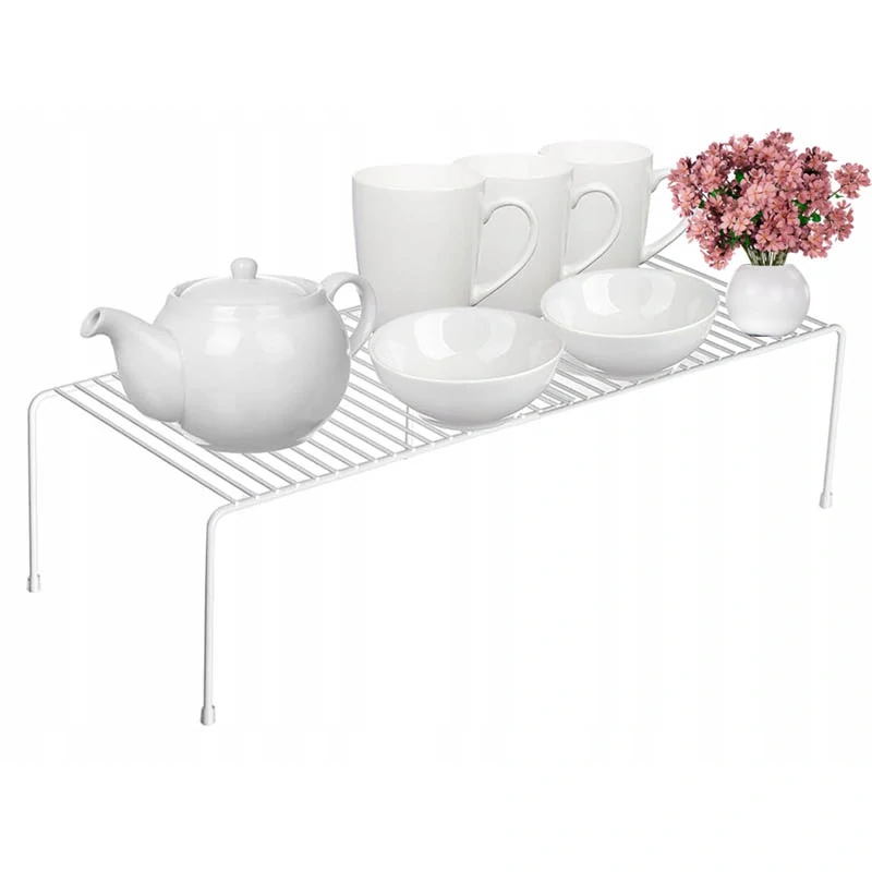 Kovová kuchynská polica s nastaviteľnou šírkou 14 x 24 x 32-55 cm biela