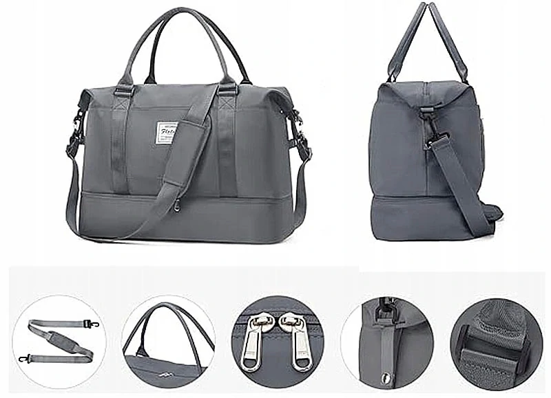 Cestovná taška – príručná batožina s kozmetickou taškou, sivá