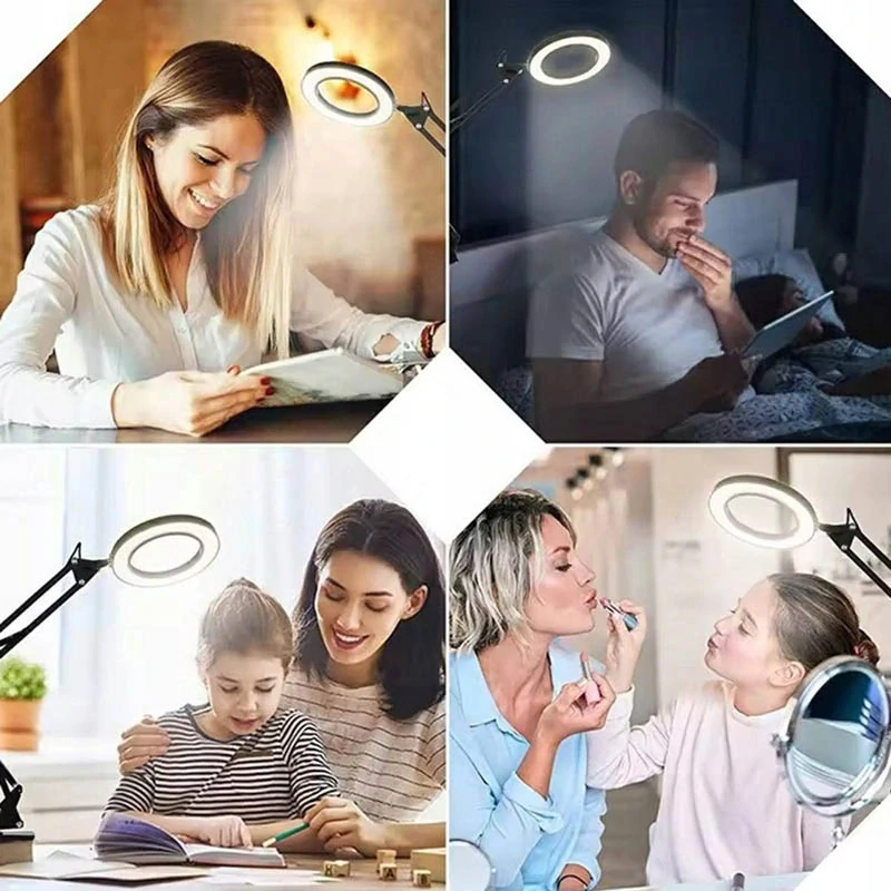 Stolná kozmetická lampa s lupou LED