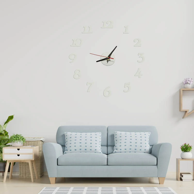 Nástenné hodiny DIY 3D strieborné s nastaviteľným priemerom 70 - 130 cm