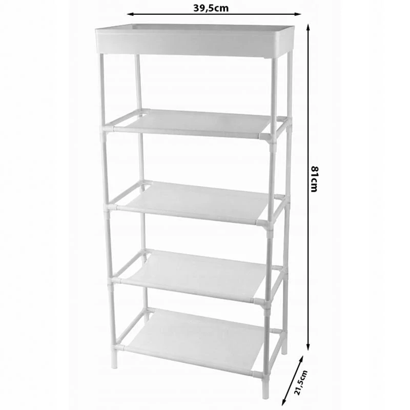 Plastový regál s 5 policami 81cm biely