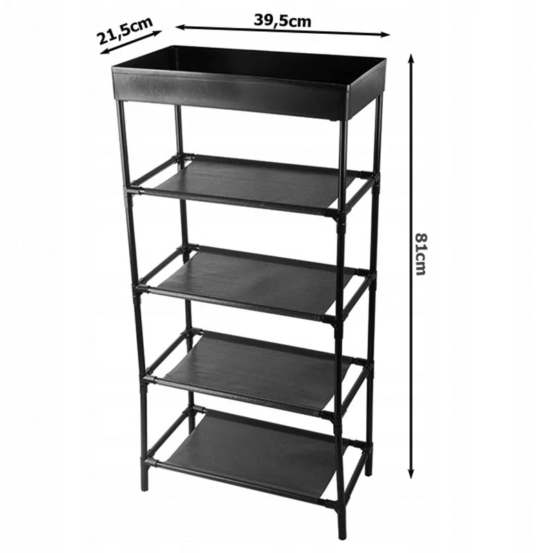 Plastový regál s 5 policami 81cm čierny