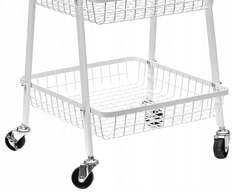 Kovový regál na kolieskach s tromi policami 78 cm biely