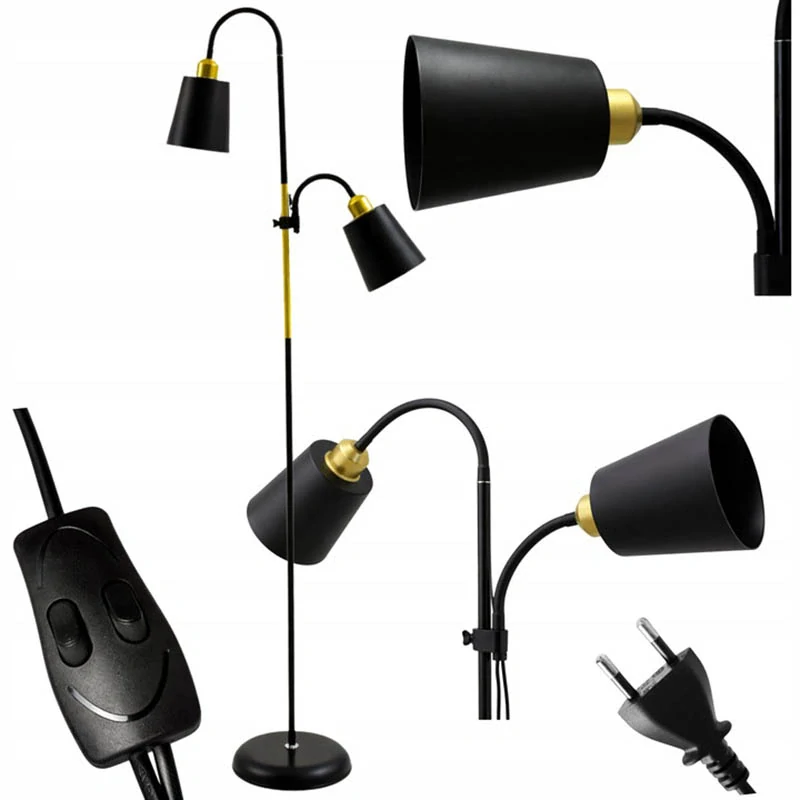 Moderná stojaca podlahová lampa 192 cm 2 × E27 čierna loft