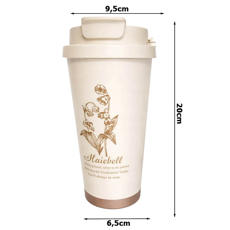 Termohrnček 530 ml so slamkou béžový