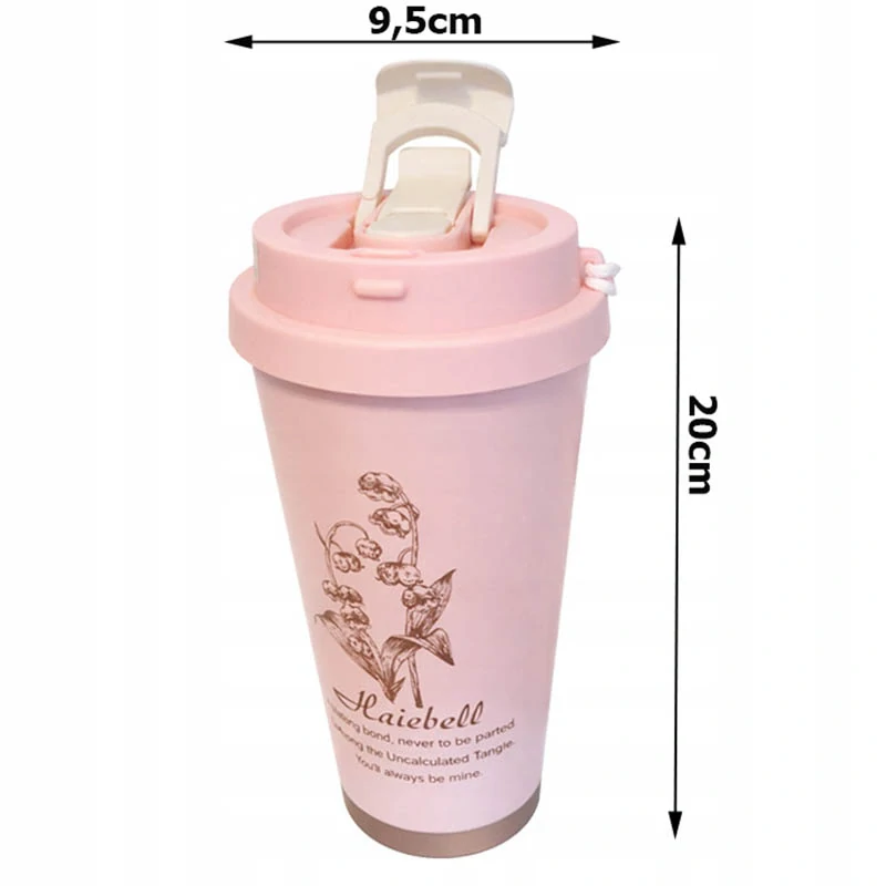 Termohrnček 530 ml so slamkou ružový