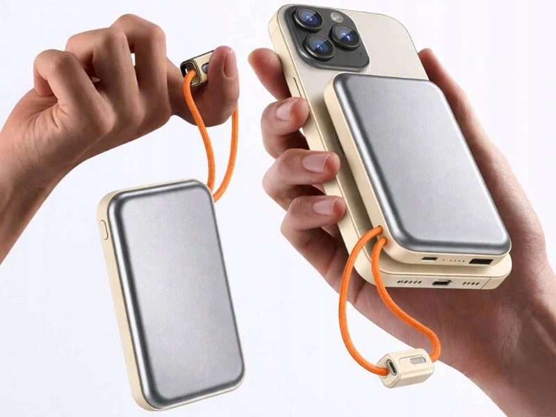 Powerbanka 10000 mAh s bezdrôtovým nabíjaním krémová