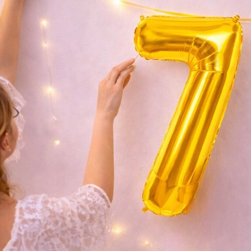 Fóliový balón číslo 7 zlatý 66 cm
