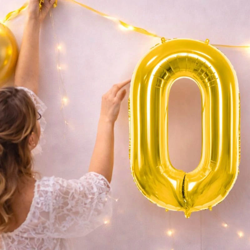 Fóliový balón číslo 0 zlatý 66 cm