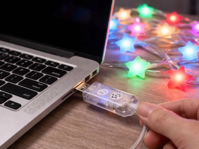 RGB svetelná reťaz 50 LED 7,5 m hviezdičky