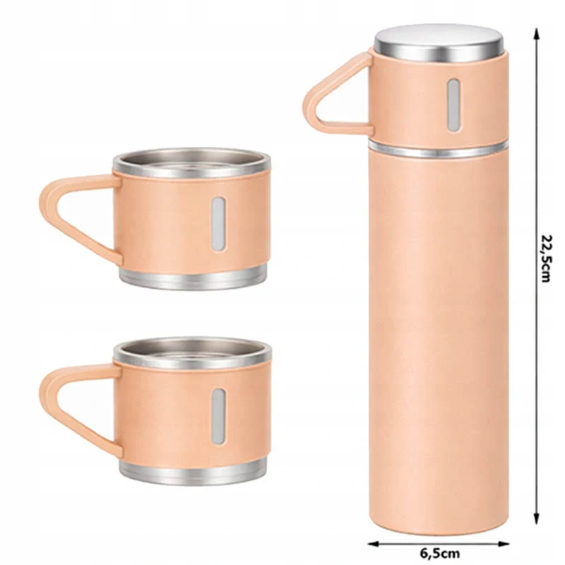 Termoska 400 ml s 3 pohármi ružová