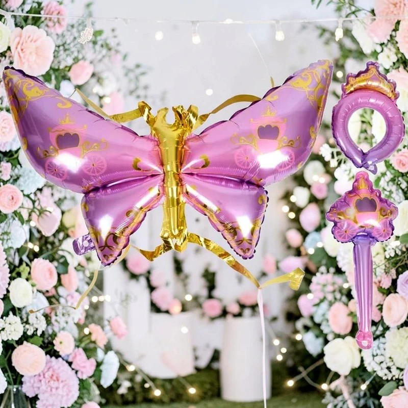 Sada kostýmu z fóliového balóna s krídlami, diadémom a palicou