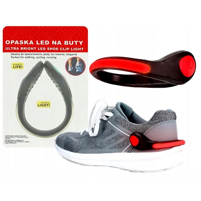 LED klip na topánky alebo ruku pre zvýšenie viditeľnosti – čierny