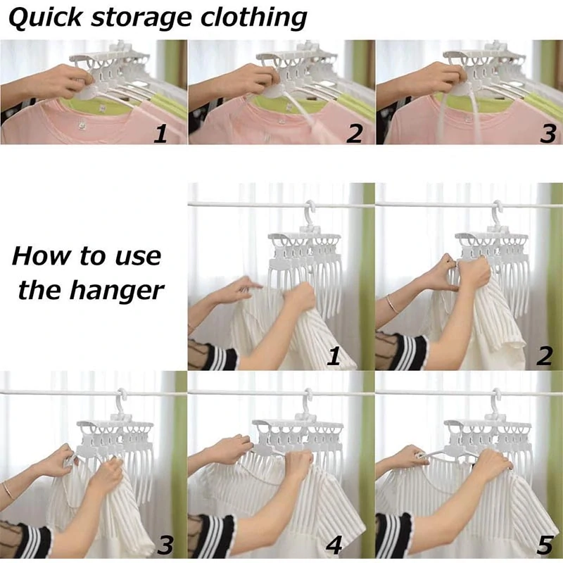 Multifunkčný skladací vešiak na oblečenie s otočným hákom a 8 ramenami