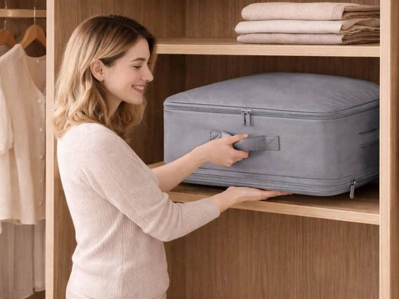 Úložná taška na oblečenie a posteľnú bielizeň 70L sivá