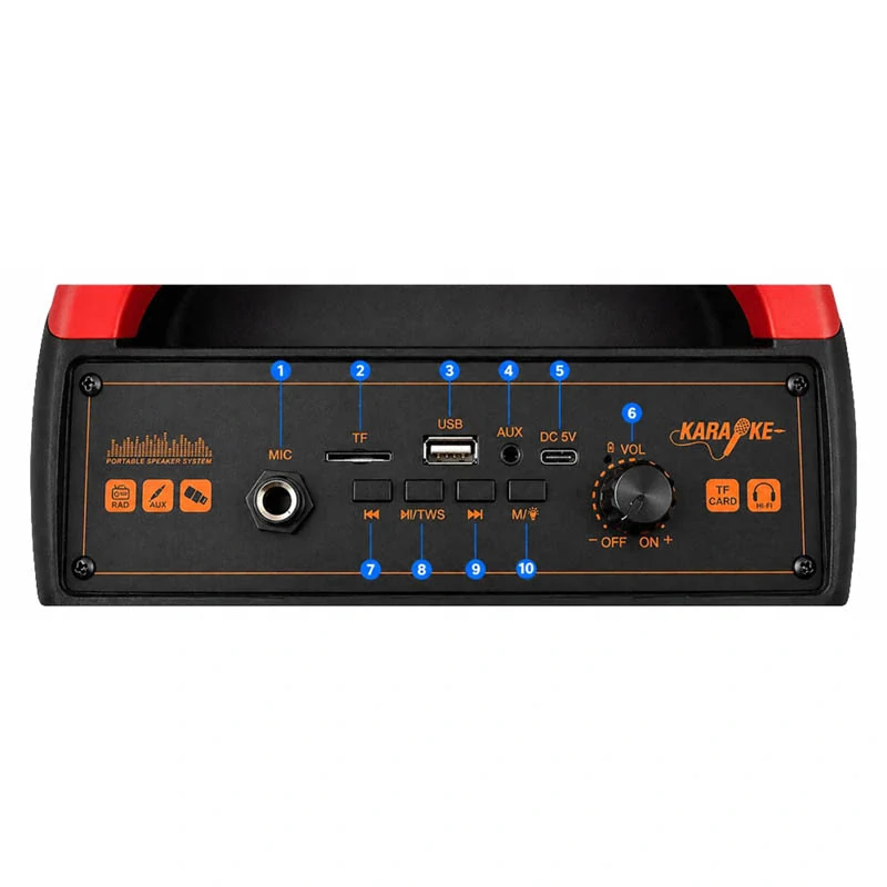 Bezdrôtový Bluetooth mikrofón s reproduktorom karaoke 60 cm 40W