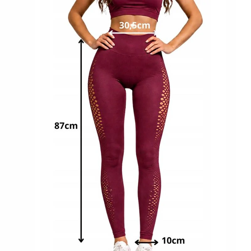 Dámske legíny push up s vysokým pásom L/XL bordové