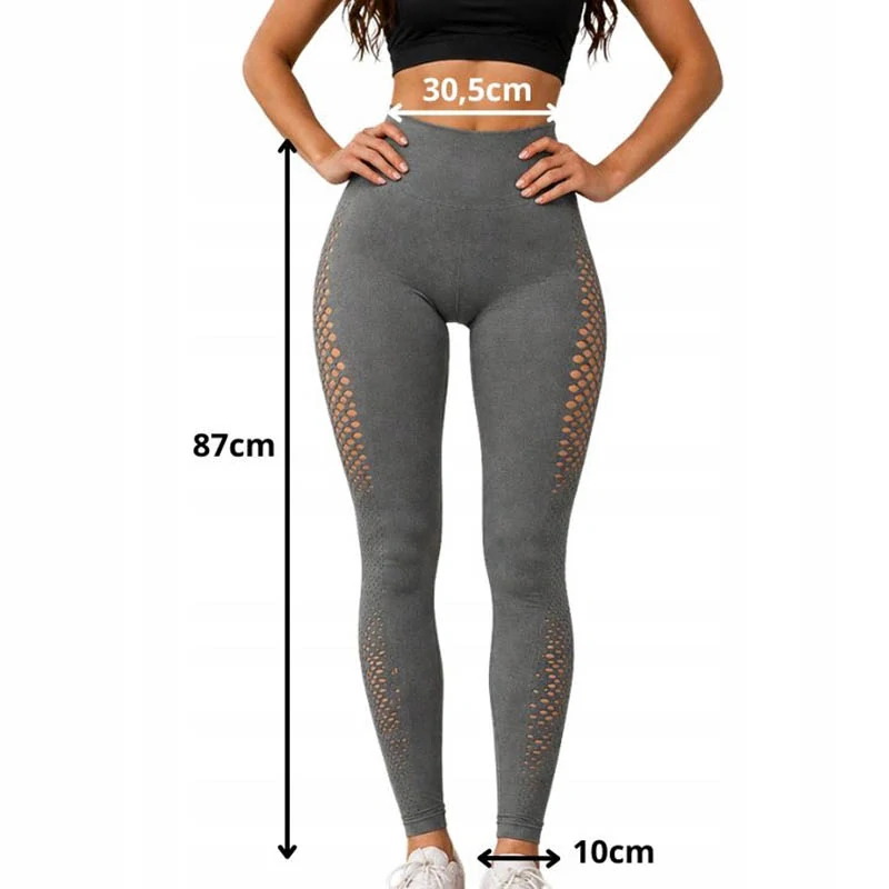 Dámske legíny push up s vysokým pásom L/XL sivé